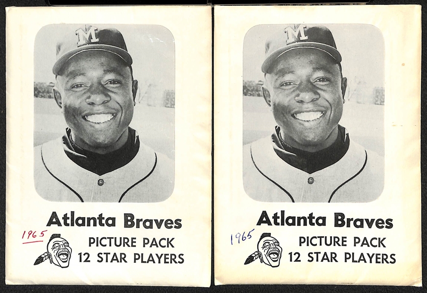 Lot of (4) Braves Team Souvenir Picture Packs (12) 5x7 Photo Cards Per Set - (2) 1965, 1969, and 1970 (Each w. Hank Aaron)