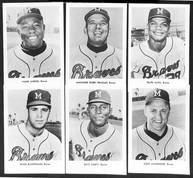 Lot of (4) Braves Team Souvenir Picture Packs (12) 5x7 Photo Cards Per Set - (2) 1965, 1969, and 1970 (Each w. Hank Aaron)