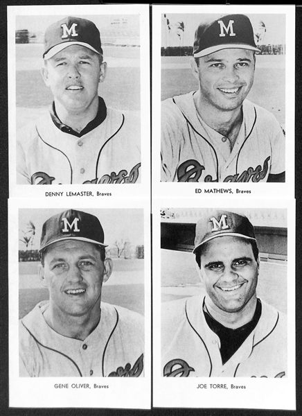 Lot of (4) Braves Team Souvenir Picture Packs (12) 5x7 Photo Cards Per Set - (2) 1965, 1969, and 1970 (Each w. Hank Aaron)