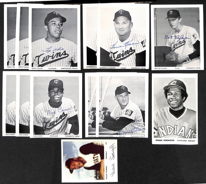 Over 180 Souvenir Photos w/ HOFers - 37 Cardinals, 54 Indians 6 Angels 86 Twins w. Carew and Killebrew, and 1 Pirate (Willie Stargell)