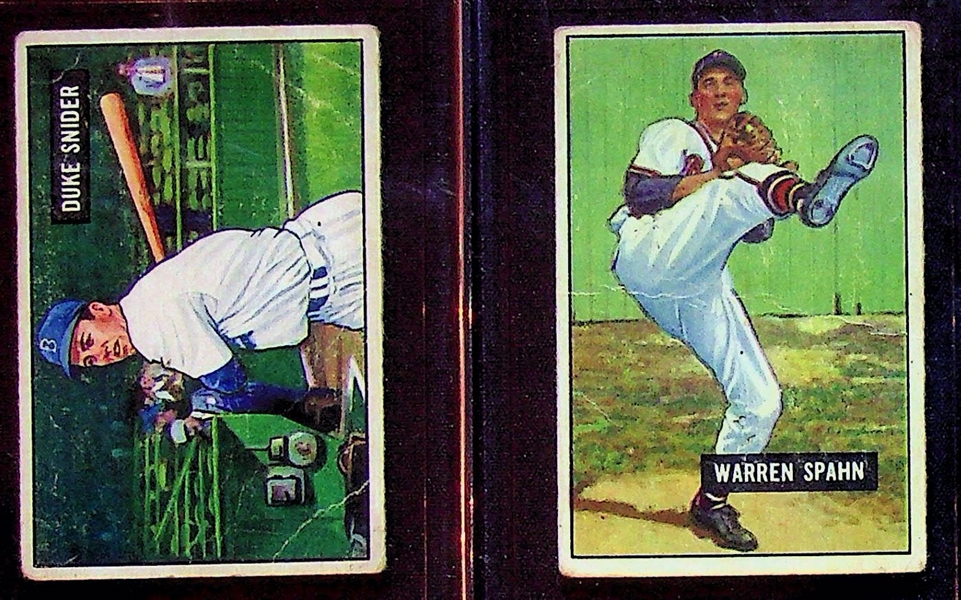 1951 Bowman Lot (7) - Snider, Spahn, Boudreau, Erskine, Lemon, Lopez, Garagiola