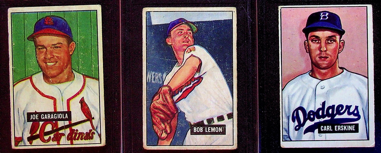 1951 Bowman Lot (7) - Snider, Spahn, Boudreau, Erskine, Lemon, Lopez, Garagiola