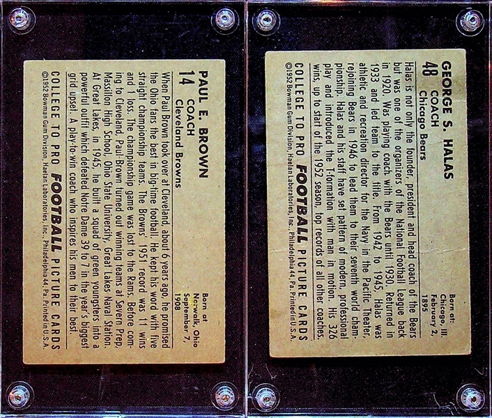 1952 Bowman Large Football Rookie HOF Lot - Paul Brown and George Halas