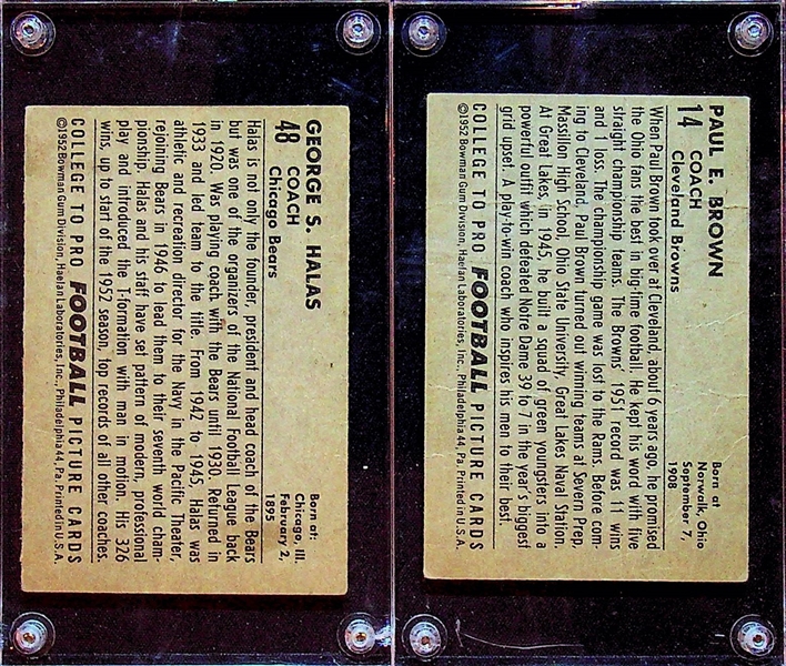 1952 Bowman Large Football Rookie HOF Lot - Paul Brown and George Halas