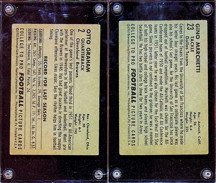 1952 Bowman Large Football Lot - Otto Graham and Gino Marchetti (Rookie Card)