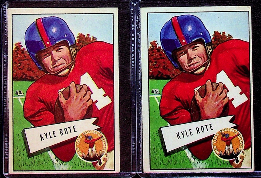 1952 Bowman Large Football Rookie Lot (6) - 2 Hugh McElhenny, 2 Kyle Rote, Gino Marchetti, and Andy Robustelli (ALL ROOKIE CARDS!)