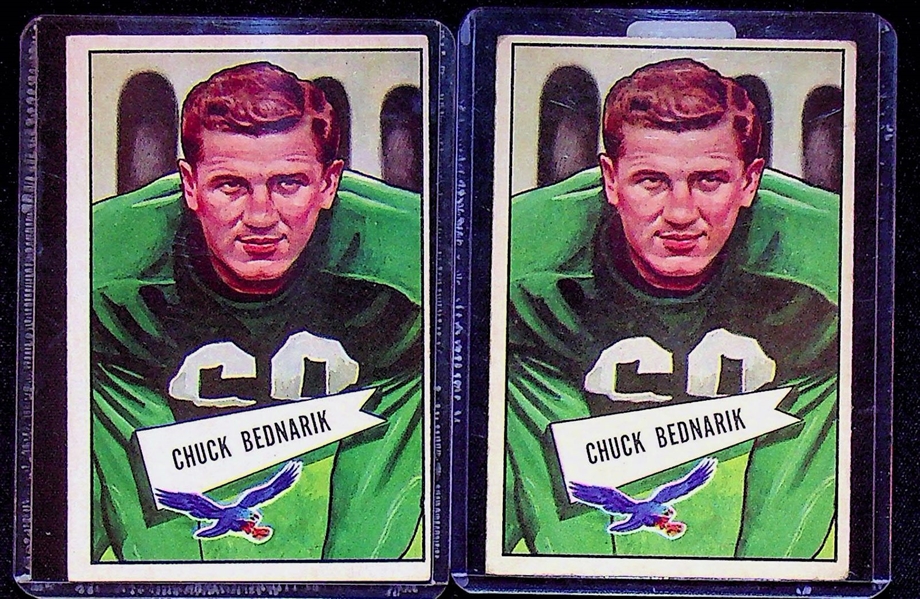 1952 Bowman Large Football Eagles Lot (4) - 2 Chuck Bednarik and 2 Wayne Millner Rookies