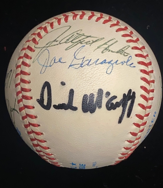 Baseball Old Timers Signed OAL Baseball (13 Signatures) w. Mantle, B. Marting, Catfish Hunter, Joe Garagiola, Mel Allen, + JSA Auction Letter