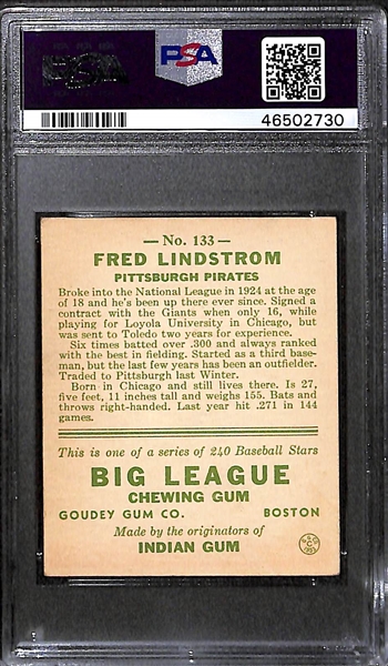 1933 Goudey Freddie Lindstrom #133 PSA 4.5 (Autograph Grade 9) - Only 14 PSA/DNA Exist w. Only 1 Graded Higher! (d. 1981)