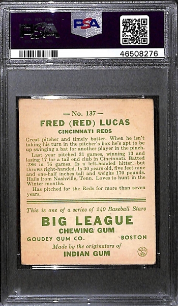 1933 Goudey Red Lucas #137 PSA 3.5 (Autograph Grade 8) - Only 13 PSA/DNA Exist w. Only 2 Graded Higher! (d. 1986)