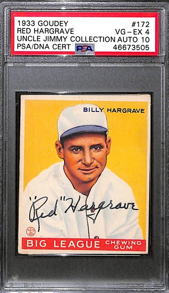 1933 Goudey Billy Red Hargrave #172 PSA 4 (Autograph Grade 10) - Pop 1 - Highest Grade of Only 2 PSA Examples - (d. 1942)