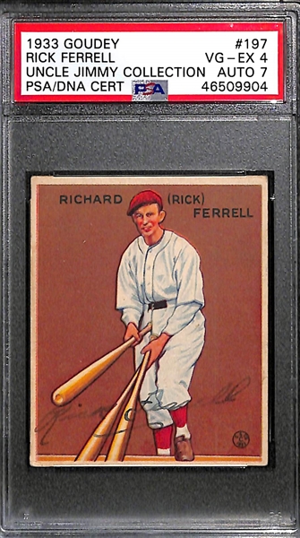 1933 Goudey Rick Ferrell #197 PSA 4 (Autograph Grade 7) - Only 22 PSA/DNA Exist w. Only 3 Graded Higher! (d. 1995)