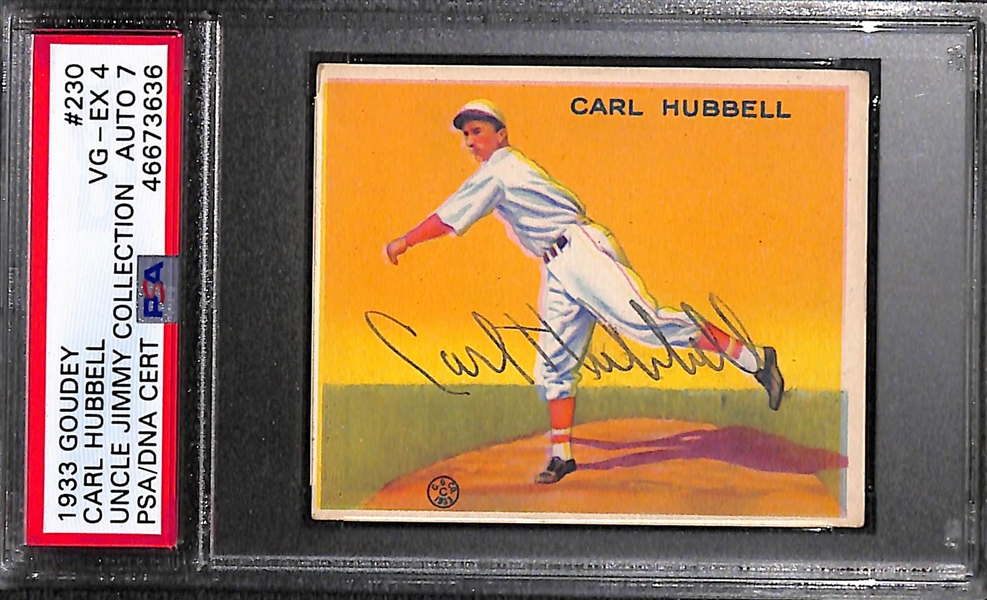 1933 Goudey Carl Hubbell #230 PSA 4 (Autograph Grade 7) - Only 18 PSA/DNA Exist w. Only 2 Graded Higher! (d. 1988) 