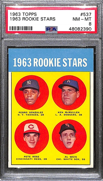1963 Topps Pete Rose Rookie Card #537 Graded PSA 8