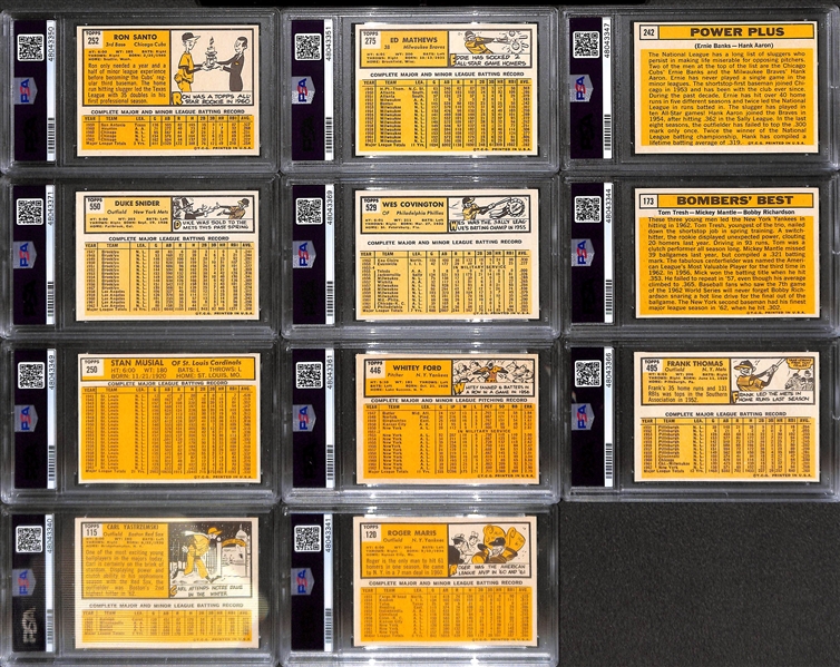 1963 Topps Baseball Card Near Complete Set (Mostly Pack Fresh!)  Missing Only 10 Cards Listed Above - Includes 23 PSA Graded Cards