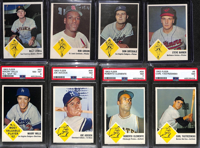 Mostly Pack-Fresh 1963 Fleer Baseball Complete Set w. 9 Graded Cards (All Graded PSA 7 or PSA 8)