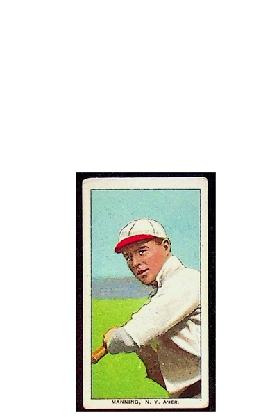 Lot of (3) 1909-11 T206 Tobacco Cards w. (2) Yankees (Rube Manning Batting and Charlie Hemphill) and (1) Cleveland Indian (Terry Turner)