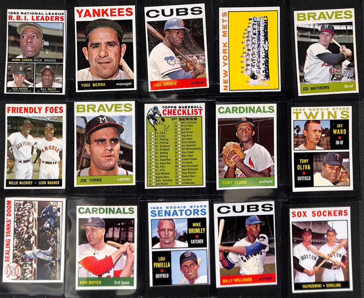 1964 Topps Baseball Card Complete Set (Missing Only Mickey Mantle Card Listed Above)  w. 28 PSA Graded Cards
