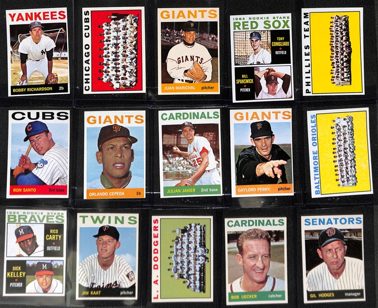 1964 Topps Baseball Card Complete Set (Missing Only Mickey Mantle Card Listed Above)  w. 28 PSA Graded Cards