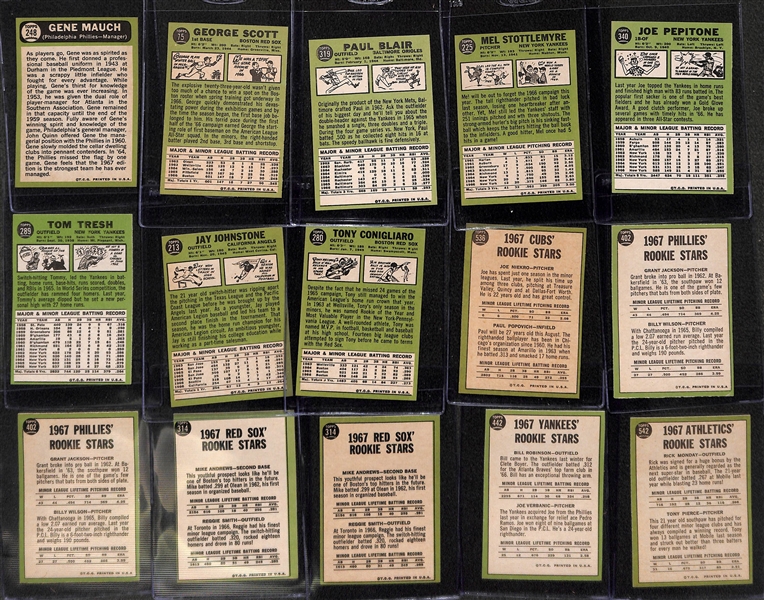   Over 280 Mostly Pack-Fresh 1967 Topps Baseball Cards w. Rookies and Semi-Stars