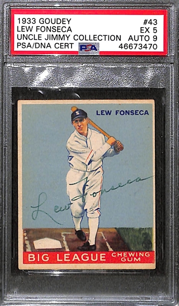 1933 Goudey Lew Fonseca #43 PSA 5 (Autograph Grade 9) - Pop 1 - Highest Grade of 14 PSA Examples - (d.1989) 