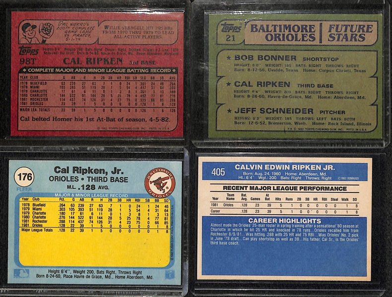 Lot of (16) Cal Ripken Jr. Cards w. (4) 1982 Rookies (Topps Traded, Topps, Fleer, Donruss)