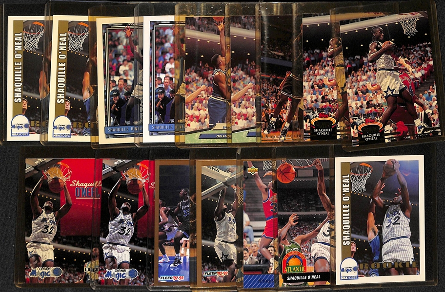 Lot of (16) Shaquille O'Neal 1992 Rookies - 2 Ultra, 3 Hoops, 2 Topps, UD All Division, 2 Skybox, Fleer, Fleer Slam Dunk, UD Top Prospects, 3 Stadium Club