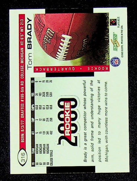 2000 Score Tom Brady #316 Rookie Card