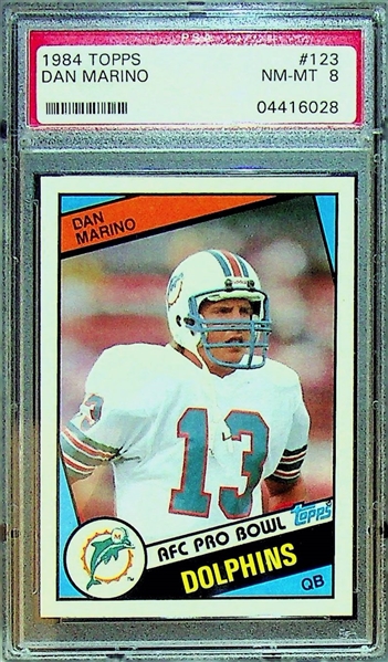 1984 Topps Football PSA 8 Rookie Lot - John Elway and Dan Marino
