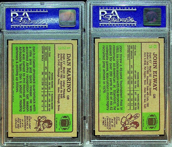 1984 Topps Football PSA 8 Rookie Lot - John Elway and Dan Marino