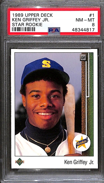 1989 Upper Deck Ken Griffey Jr. Star Rookie Card #1 PSA 8