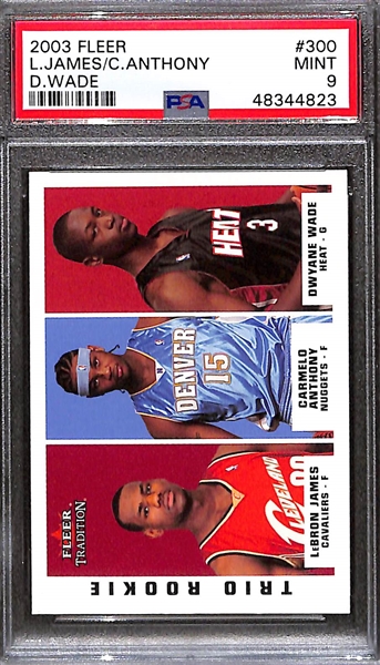 2003 Fleer LeBron James/Carmelo Anthony/Dwyane Wade #300 Rookie Card - PSA 9