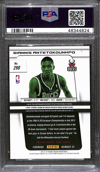 2013 Panini Prizm Giannis Antetokounmpo #290 Rookie Card - PSA 8