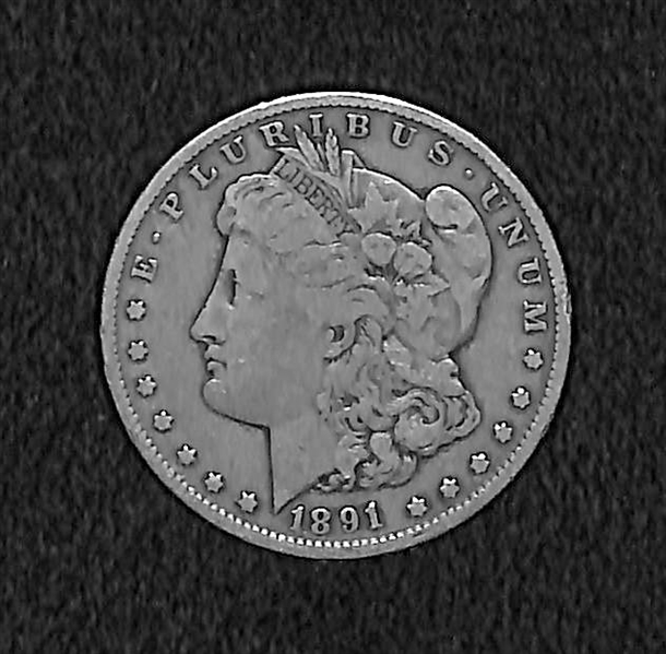 1891CC Morgan Silver Dollar GD-VF