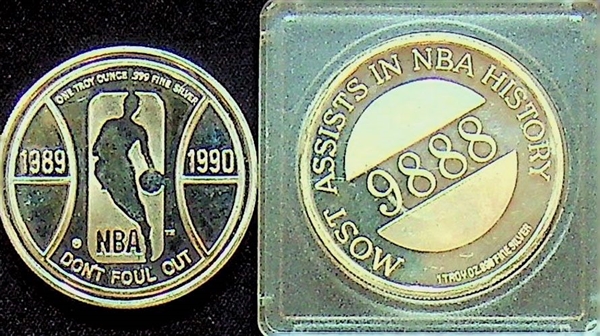 Lot of 2 - Basketball Silver Coins - 1 Troy Oz .999 Silver Each - Michael Jordan & Magic Johnson