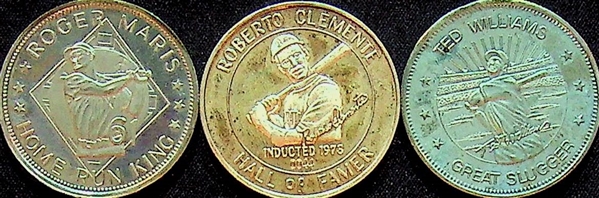 Lot of 3 - Sports Silver Coins - 1 Troy Oz .999 Silver Each - Ted Williams, Roger Maris, Roberto Clemente