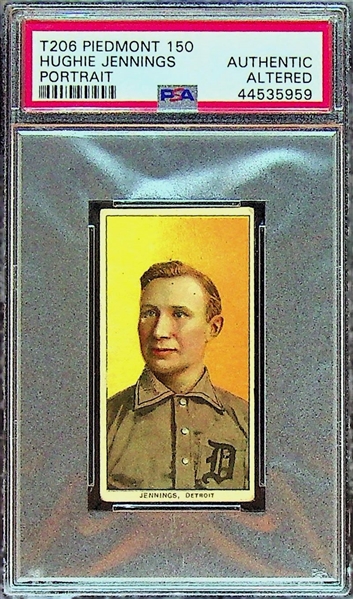 T206 Hughie Jennings Portrait Piedmont Back - PSA Authentic Altered