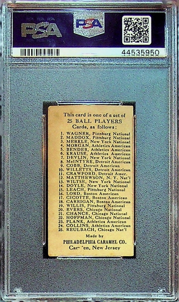 1909 E95 Philadelphia Caramel Vic Willis PSA 2