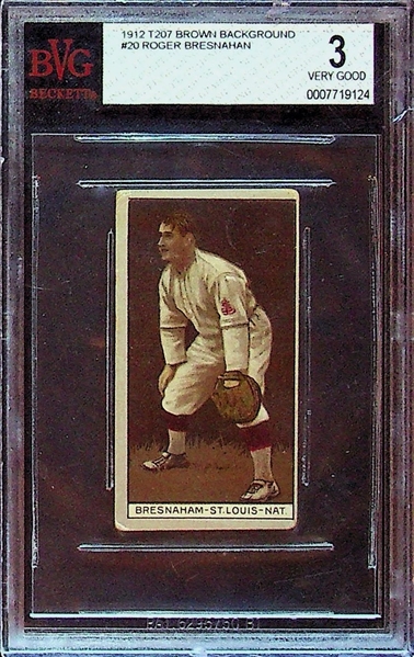 1912 T207 Roger Bresnahan #20 Brown Background - BVG 3