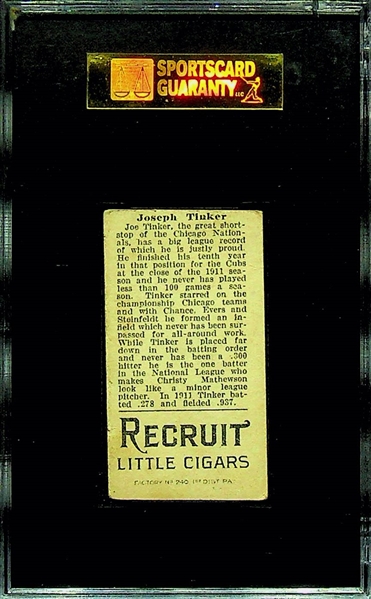 1912 T207 Recruit Little Cigars Joe Tinker - SGC 3