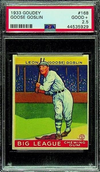 1933 Goudey Goose Goslin #168 PSA 2.5