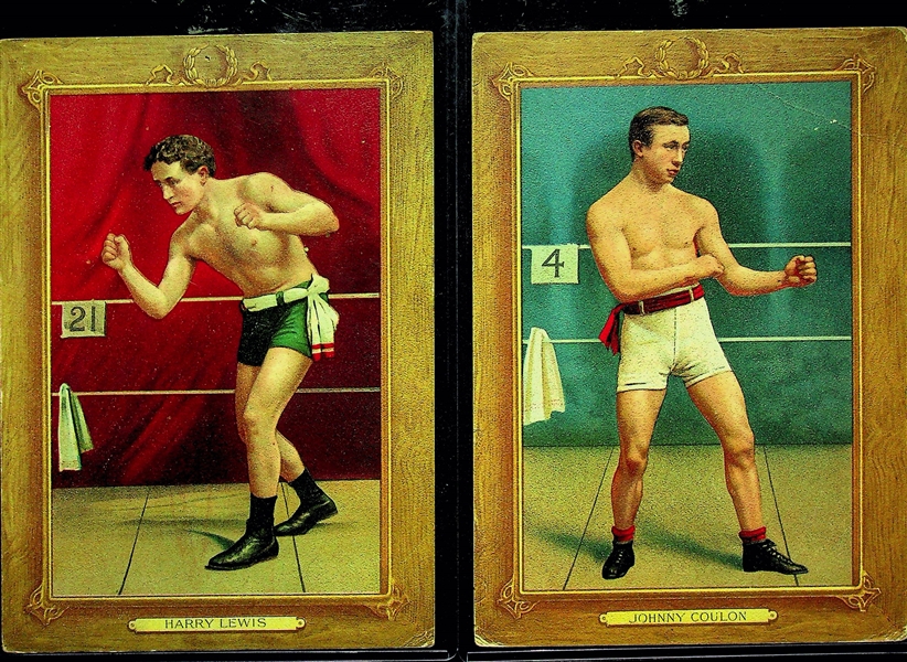 Lot of 2 - 1911 T3 Turkey Red Boxing Cabinet Cards - Harry Lewis & Johnny Coulon
