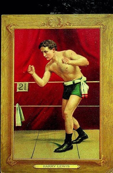 Lot of 2 - 1911 T3 Turkey Red Boxing Cabinet Cards - Harry Lewis & Johnny Coulon