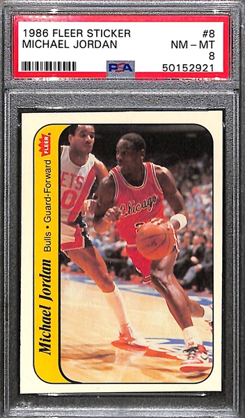 1986 Fleer Sticker Michael Jordan #8 PSA 8