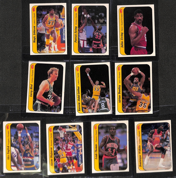 1986 Fleer Basketball Sticker Near Complete Set - Includes 10 of 11 Cards w. Patrick Ewing