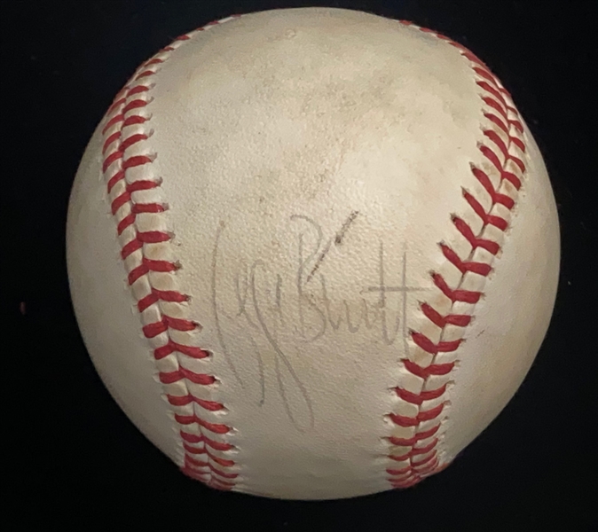 Signed Baseball Lot (2) - George Brett (Faded) and Catfish Hunter/Sparky Lyle -  JSA Auction Letter