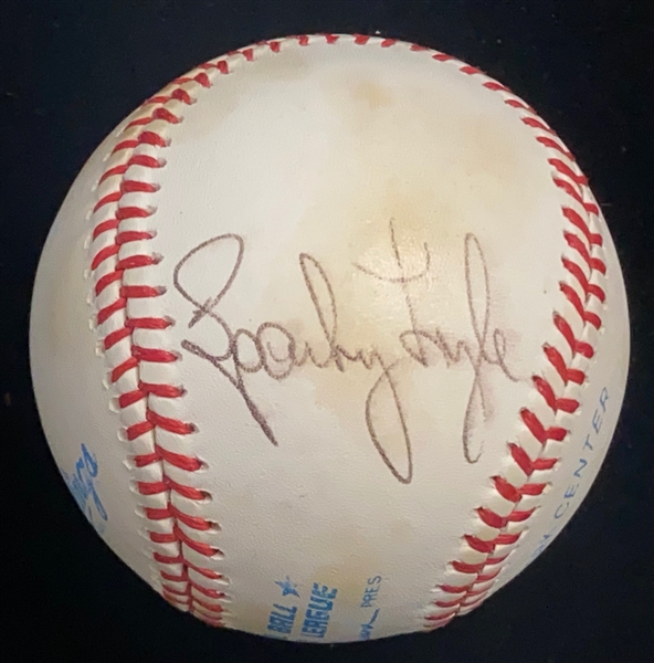 Signed Baseball Lot (2) - George Brett (Faded) and Catfish Hunter/Sparky Lyle -  JSA Auction Letter