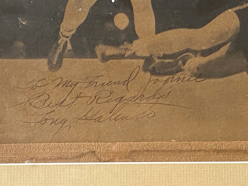 Tony Galento vs Joe Louis Cabinet Style Card Signed by Galento - JSA Auction Letter