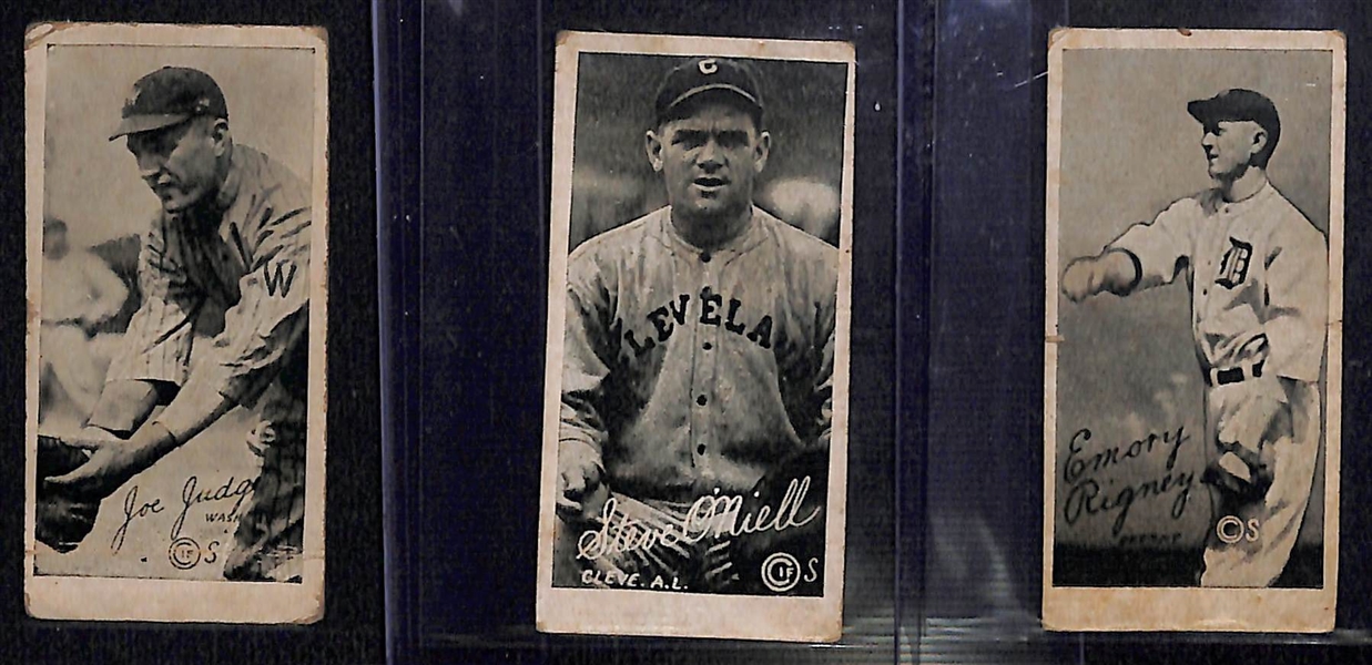 Lot of (3) 1923 W572 Cards w. Joe Judge, Steve O'Neill, Emory Rigney