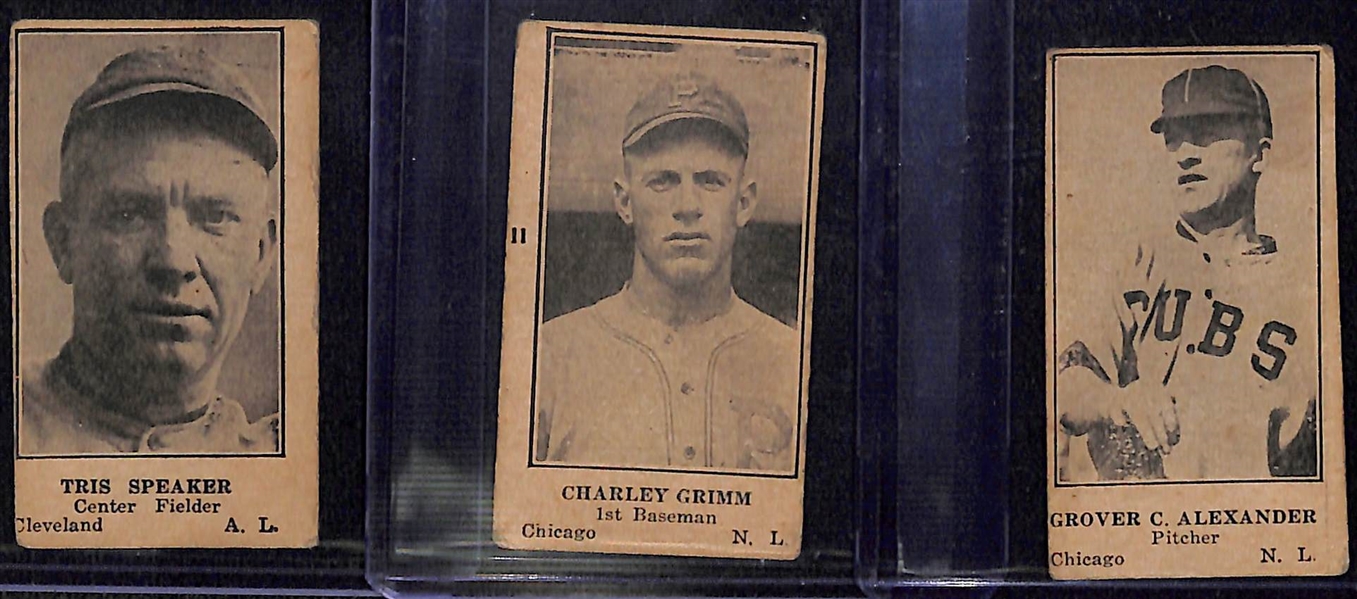 Lot of (3) 1925-31 W590 Cards w. Tris Speaker, Grover Alexander, & Charley Grimm
